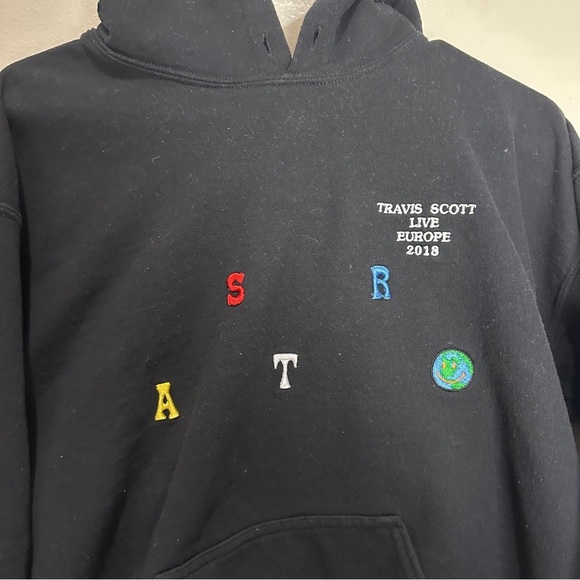 Travis Scott Astroworld Europe Tour 2018 Hoodie Black Size Medium - Picture 2 of 7